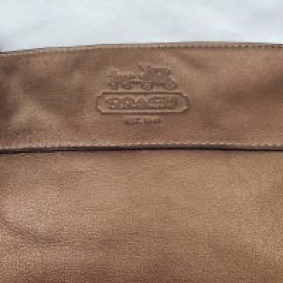 Coach Zoe, Large, Bronze Metallic Hobo Shoulder Bag with Gold-Tone Hardware. - Picture 9 of 9